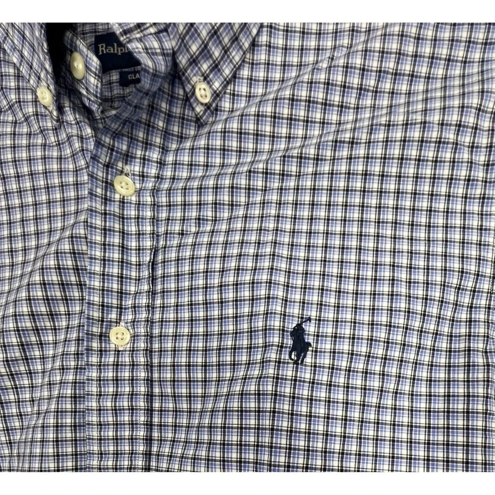 Polo Ralph Lauren Mens XL Classic Fit Blue Plaid‎ Button Down Shirt 17.5 XL